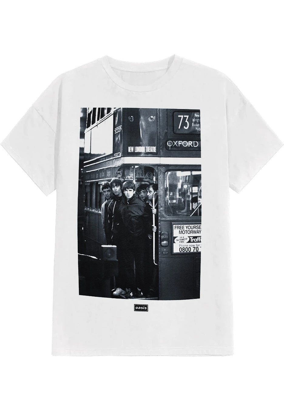 Oasis London Bus Photo Weißer Grafikdruck, lockeres Kurzarm-T-Shirt für Herren und Damen für Freizeitkleidung, ganzjähriger Luxus