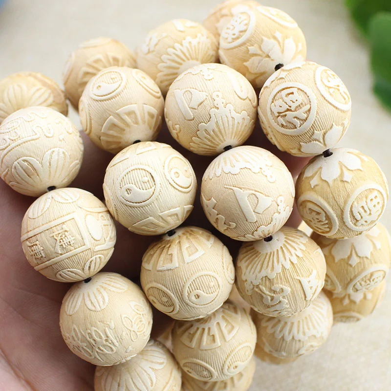 Birch Wood Bracelet 2.0 Carved Buddha Beads Wooden Stationery for Men and Women Live Broadcast Fans Welfare Amulet