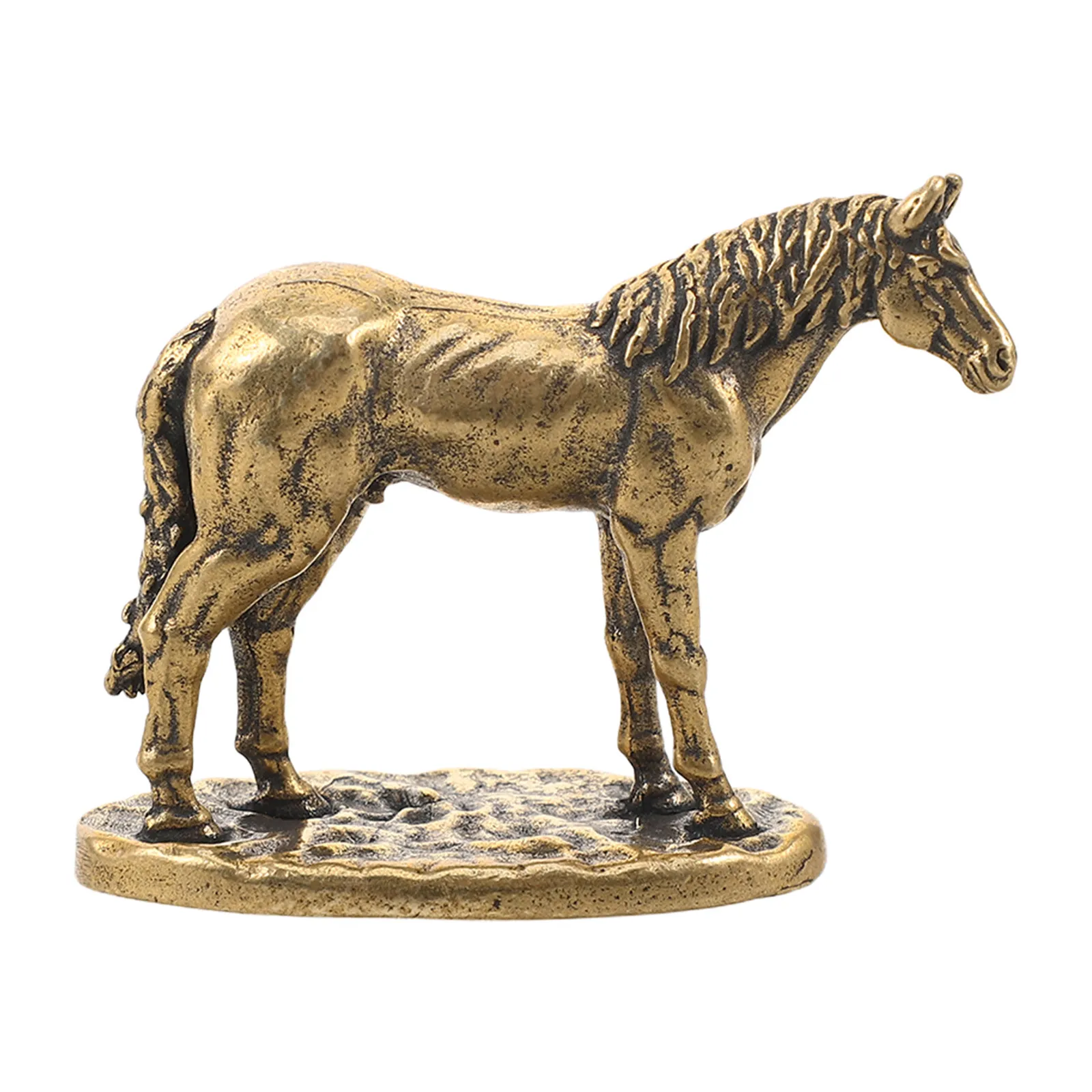 Realistic Brass Horse Sculpture – Solid Brass Stallion Zodiac Decor for Home, Office & Feng Shui Desktop