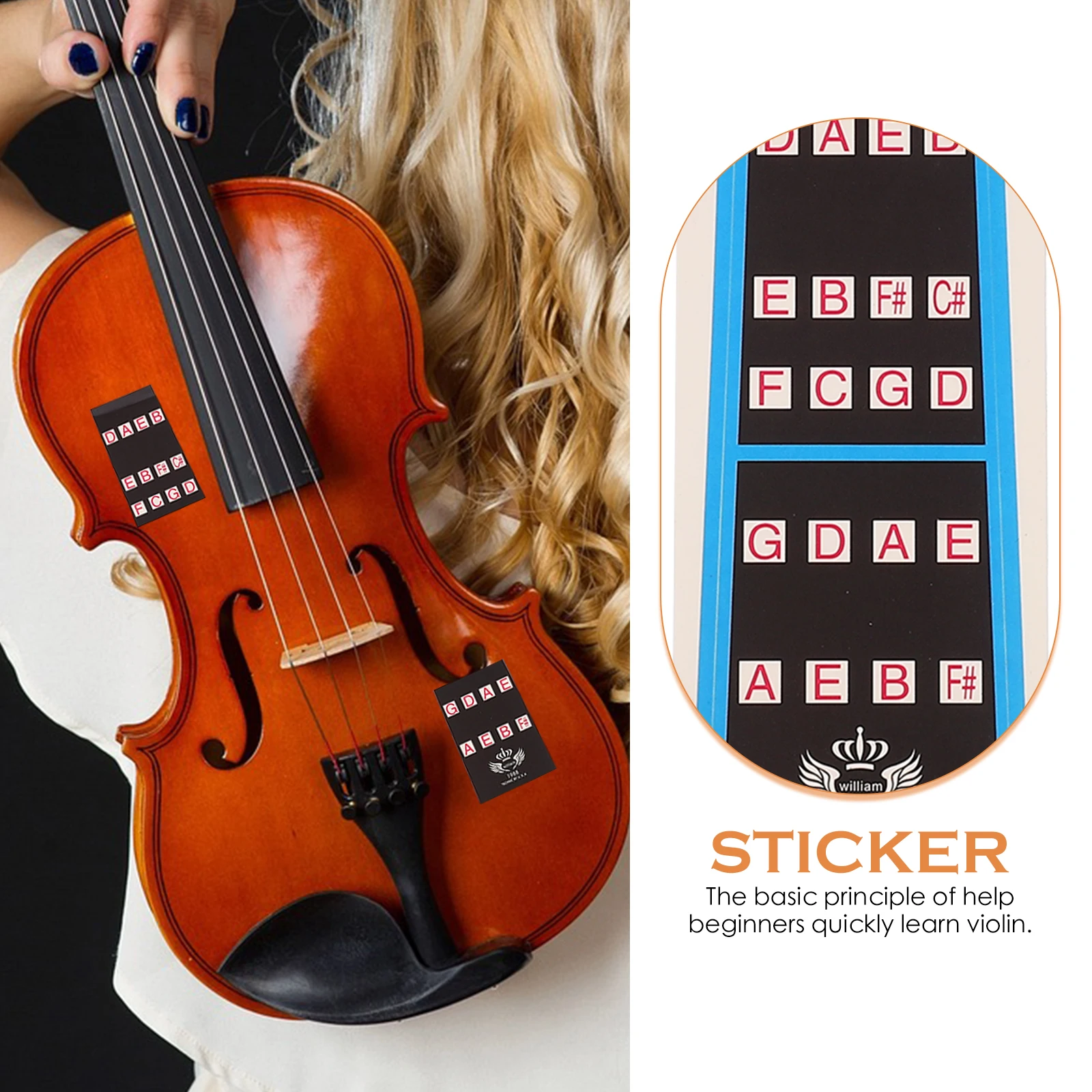 

Violin Fretboard Chart Guide Sticker for Beginners Finger Position Tabs Accessories Small Size Tuning Aid Tool