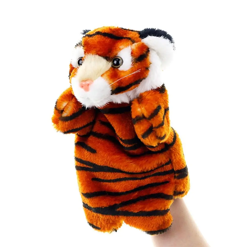 9.8 Inch Animal Hand Puppet Dog Cow Pig Soft Plush Finger Puppets Tiger Chicken Storytelling Teaching Role-Play Toy Preschool