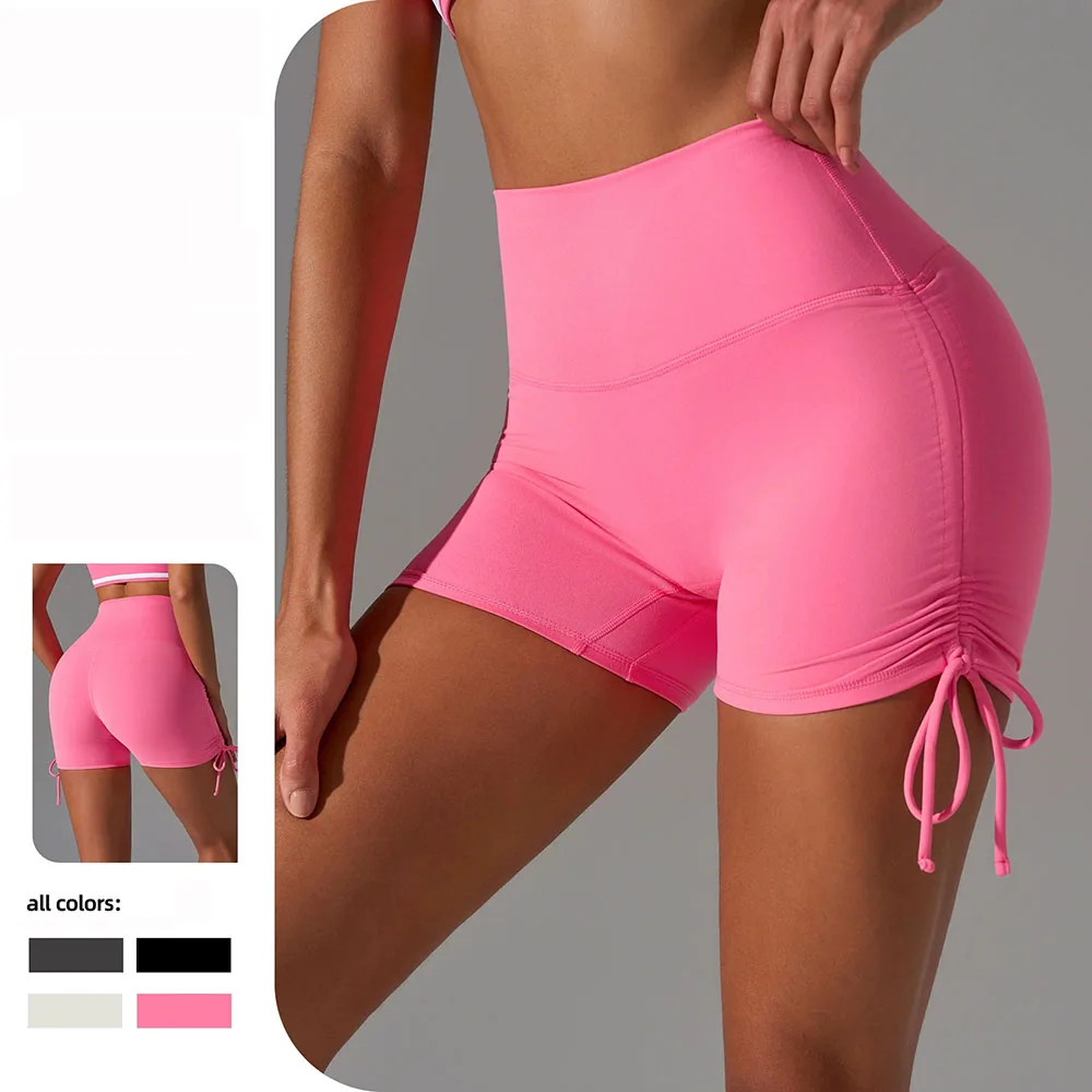 

Women's High Waist Yoga Shorts - Butt Lifting Gym Fitness Elastic Tight Drawstring Naked Sensation Workout Shorts