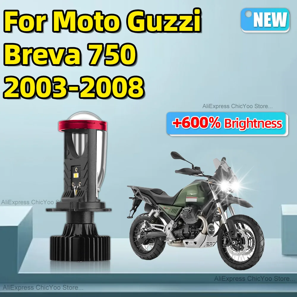 For Moto Guzzi Breva 750 2003 2004-2008 1Pcs H4 LED Projector Lens CSP CHIP Motorcycle Headlight 12V Y12 Motorbike Headlamp