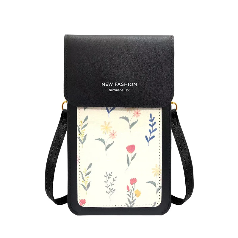 Fahion Women Shoulder Bag PU Leather Phone Pouch Touchable Screen Case Girl Crossbody Phone Bag Card Hold Purse Key Wallet