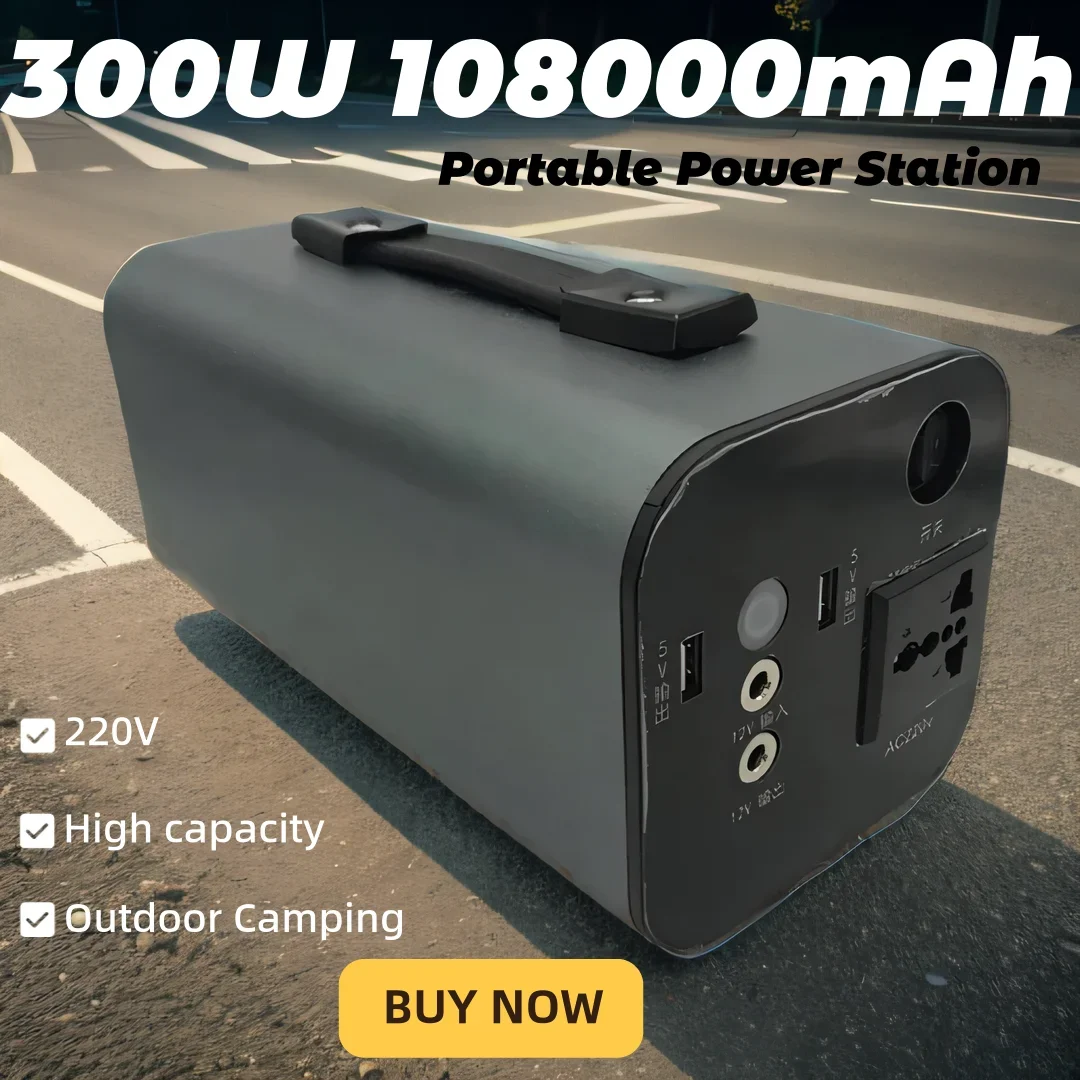 Outdoor Camping Portable Power Station 300W 108000mAh Battery for RV Travel Campervan Emergency Backup Power Bank Generator