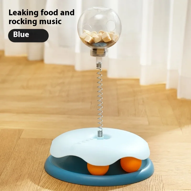 Pop Shake The Cat Turntable Treat Dispenser Cat Teaser Stick Cat Spring Teaser Toy Fashion