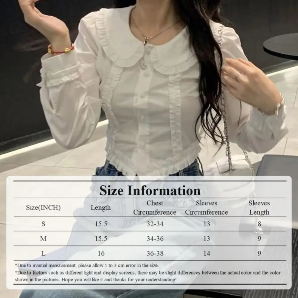 French Style Ruffle Blouse Cute Spring Summer Shourt Sleeves Work Blouses Lapel White Shirt For Women Girl