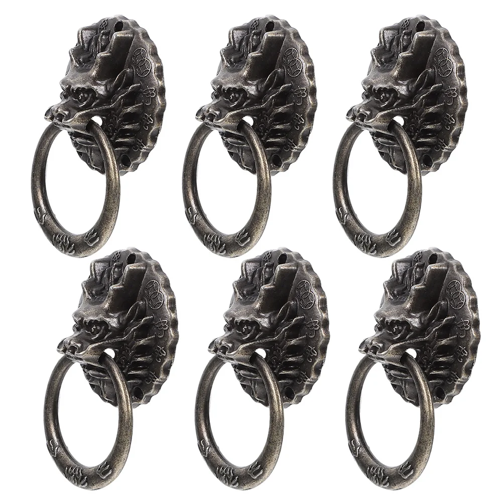 

6Pcs Metal Pull Handles Vintage Style Dragon Head Design Durable Alloy Furniture Handles for Drawers Cabinets Closets Home Decor