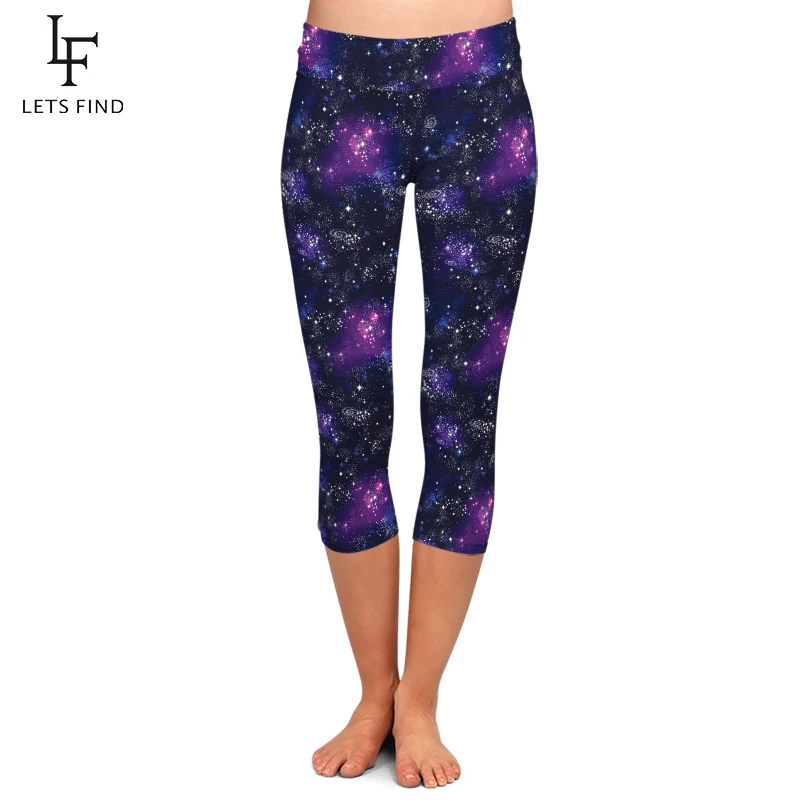 Leggings Capri con estampado Digital de galaxia 3D para mujer, pantalones de cintura alta, elásticos, Sexy, a la moda, novedad de verano