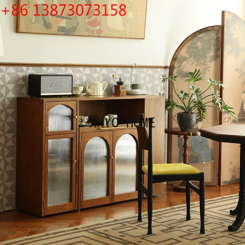 

Американский сельский современный простой барный счетчик из цельного дерева, съемный чайный шкаф, барная стойка, боковой шкаф для ресторана
