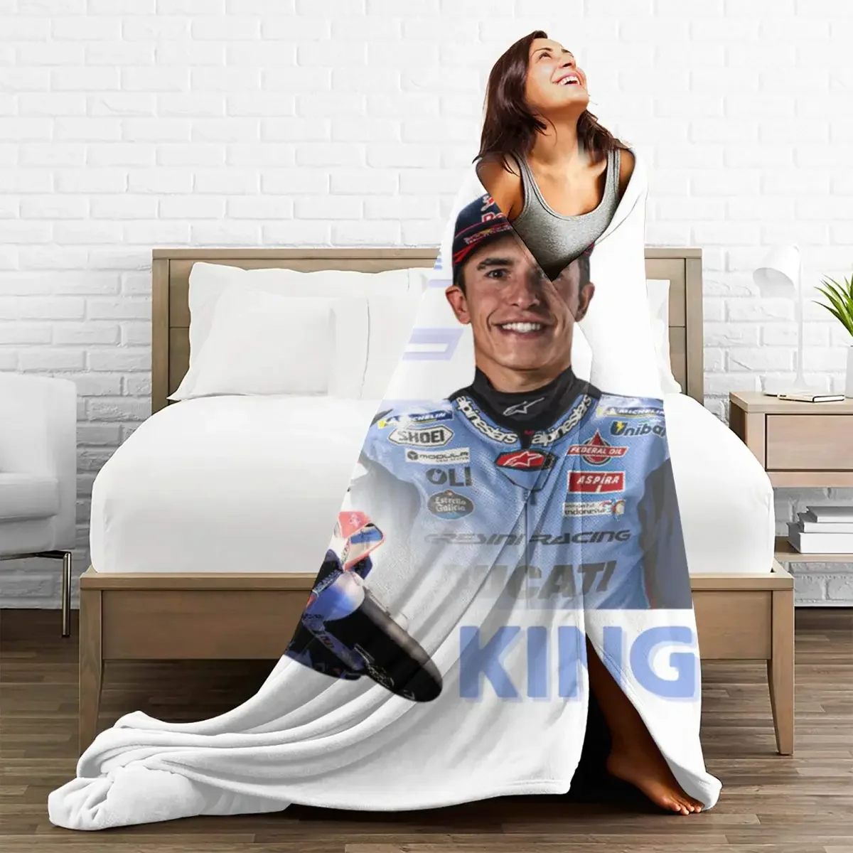 Flannel Blanket Quality Soft Warm Motorcycle Racer Athlete Glory Throw Blanket Winter Travel Chair Funny Bedspread