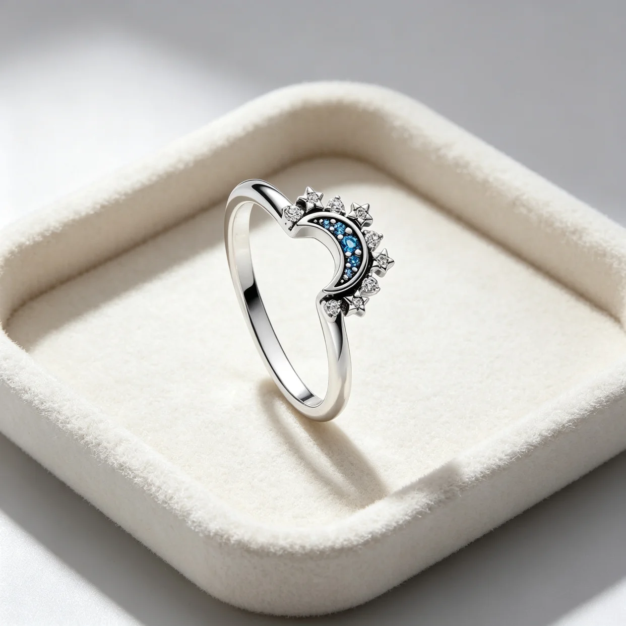 Stern-Mond-Ring S925 Sterling Silber Schleife Zirkon Tropfenförmiger Ring Damenschmuck Hochzeitsgeschenke – Detail 2