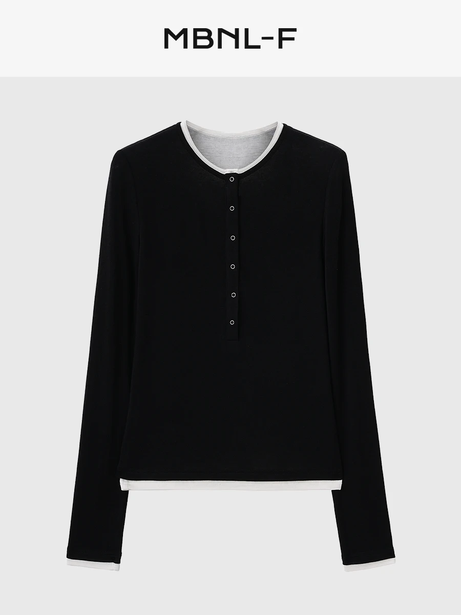 

Новая женская классическая футболка MBNLF Bla Puff 2024FW с длинным рукавом, прямого кроя, из шерстяной смеси, с круглым вырезом