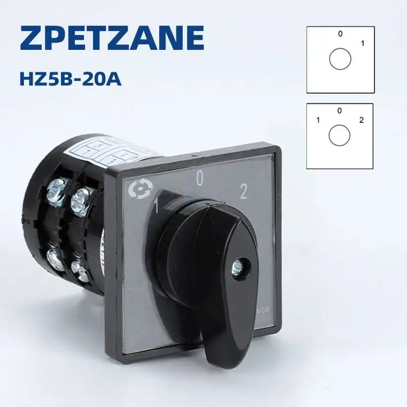 

HZ5B-20 Series ON-OFF-ON Rotary Cam Switch Control Motor Circuit Universal Changeover Selector Silver Contact 1-4 Layers