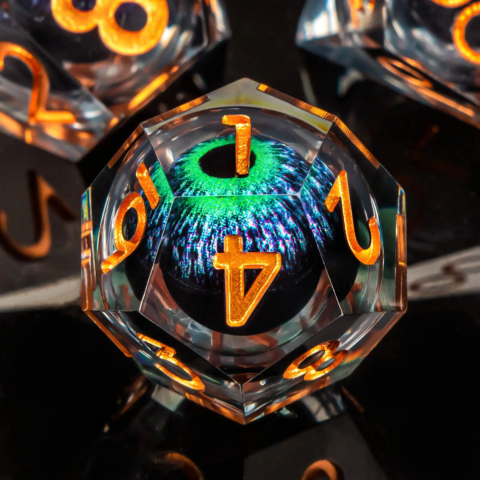 مجموعة نرد عين التنين مجموعة كاملة من الأساسية السائلة D وD حافة حادة لألعاب لعب الأدوار Dungeon وD Dragon D&D Dice Pathfinder