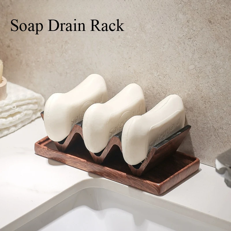 Walnut Wood Grain Soap Dish Multiple Soap Holder with Trays Household Hotel Washbasin Soap Storage Rack Bathroom Accessories