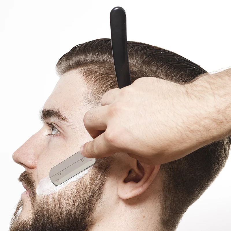 1pc Stainless Steel Folding Shave Knife Straight Edge for Men Safety Sharp Barber Eyebrow Razor Shaving Beard Cutter Accesories