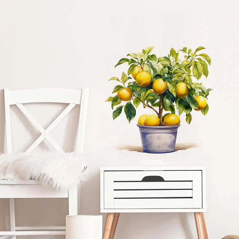 Lemon Tree Wall Sticker kitchen Restaurant Decor Living Room Cabinet Refrigerator Home Decoration Decals Stickers M11177