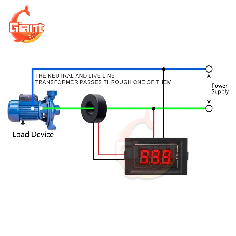 D85-5035A AC220V 100A Mini Digital Ammeter Single-phase AC Current Meter Tester Ammeter Panel Monitor Indicator With Transformer