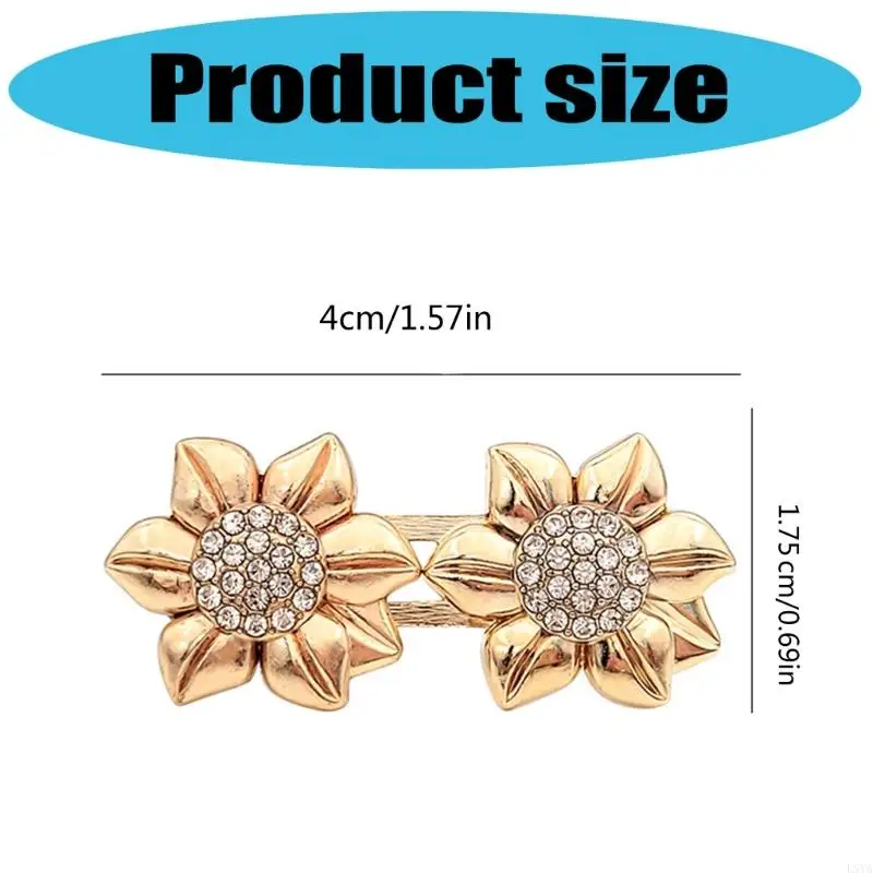 L5ya staccabile in lega lega Cincher Pulsante scintillante Crystal Flower Scap Closure NO Cucita Accessorio