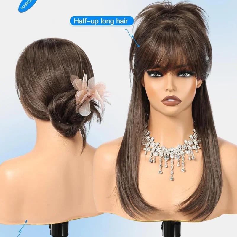 New women's brown synthetic , full head wig for everyday style