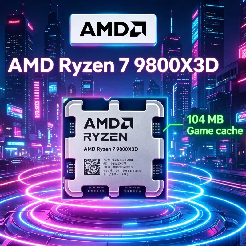 AMD Ryzen 7 9800X3D CPU Processor [8 Core 16 Thread] [4.7GHz Up To 5.2GHz] L3 96MB Socket AM5 Gaming CPU 4nm DDR5 120W No Fan