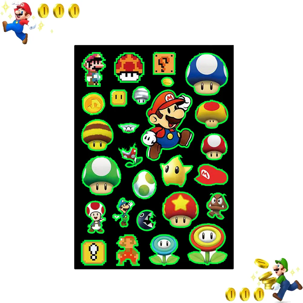 1/5Pcs/set Cartoon Game Super Bros Temporary Tattoo Body Art Tattoo Stickers Cosplay Marios Party Toys For Kids Birthday Gifts