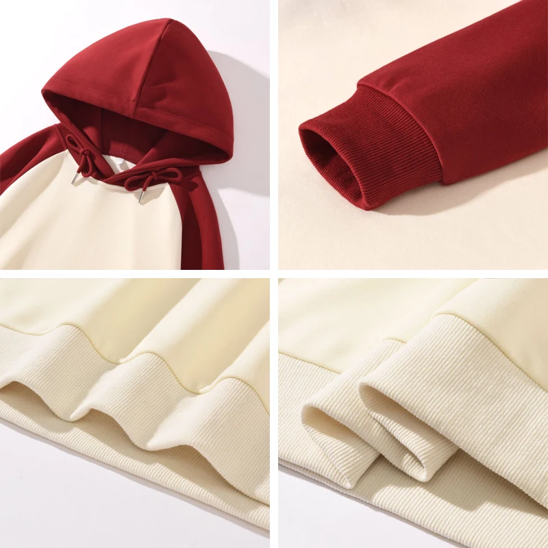 American Printed Style Hooded Sweatshirt Women's Autumn Winter Shoulder Insert Casual Pullover Comfortable Cotton Hoodie