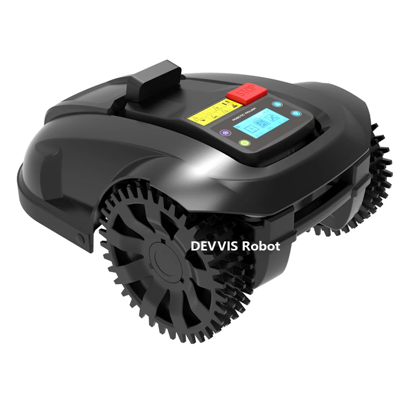 DEVVIS - 2024 tosaerba robotico E1800U aggiornato con prevenzione degli ostacoli ad ultrasuoni, litio 7.8 Ah, capacità di lavoro 1800 m2