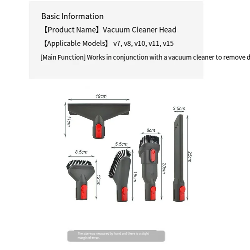 TAIGH-For Dyson V7V8V10 Vacuum Cleaner Soft Brush Head Flat Nozzle Suction Head Hard Brush Mattress Suction