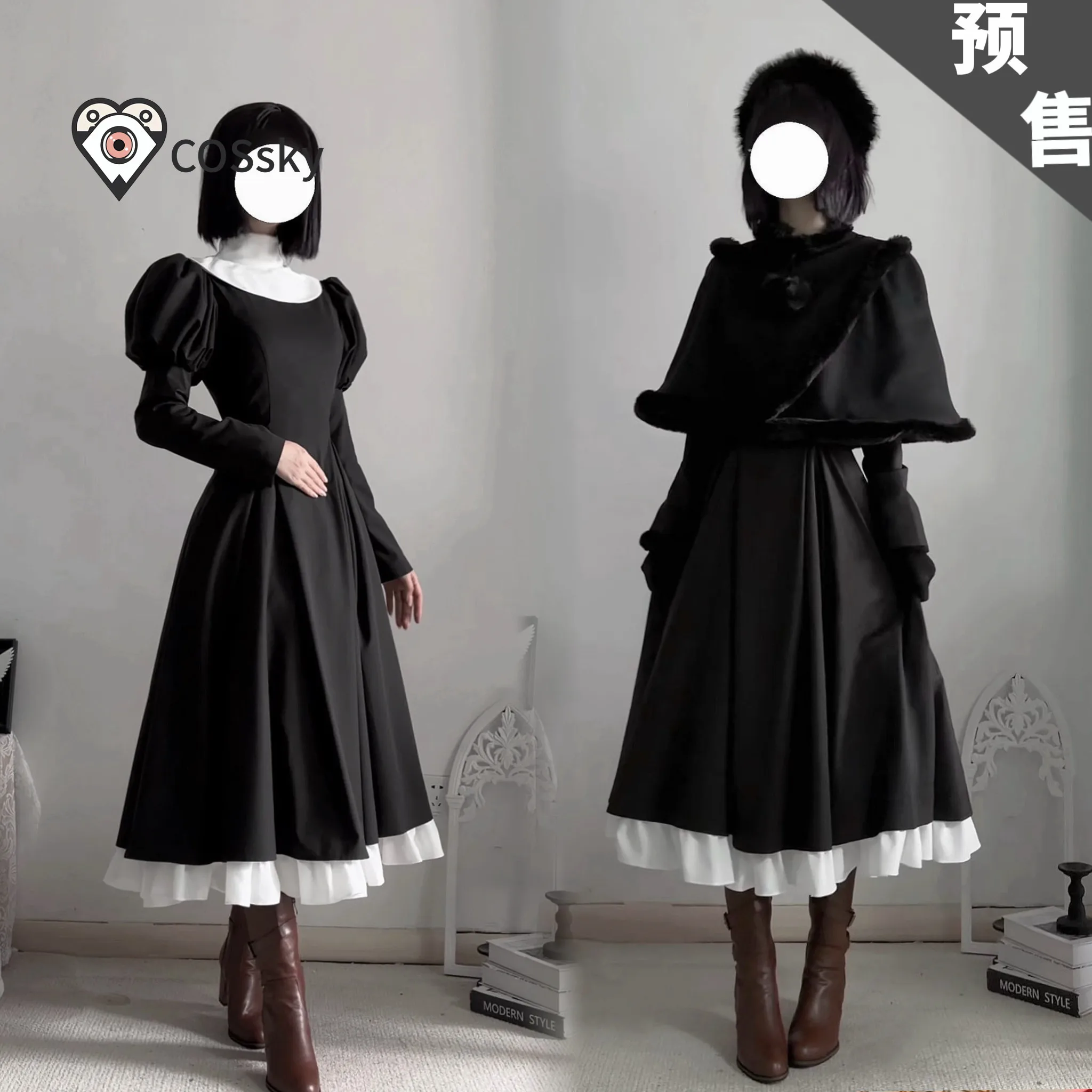 

Alice Kuonji Anime FGO WITCH ON THE HOLY NIGHT Cosplay Costume Black Gothic Dress Cloak Halloween Party Elegant Uniform Women