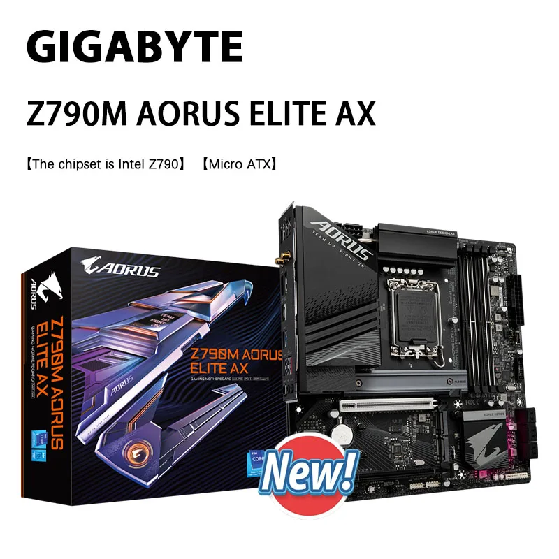 

GIGABYTE Z790M AORUS ELITE AX DDR5 New WIFI 6E Z790 Slots Micro ATX Supports 14th Gen 13th Gen 12th Gen Intel Core s LGA1700