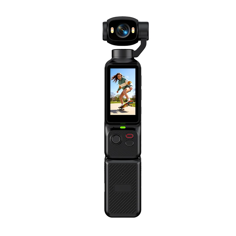 Neue 4K Handheld-Gimbal-Actionkamera HD mit 180° drehbarem Objektiv, Anti-Shake-Funktion, Taschen-Vlog-Kamera mit Beleuchtung für Outdoor-Sportarten