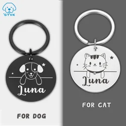 Etiquetas personalizadas para animais de estimação, coleiras de aço inoxidável, coleira anti-perdida para gatos e cães, placa de identificação para gatinhos e filhotes, gravura