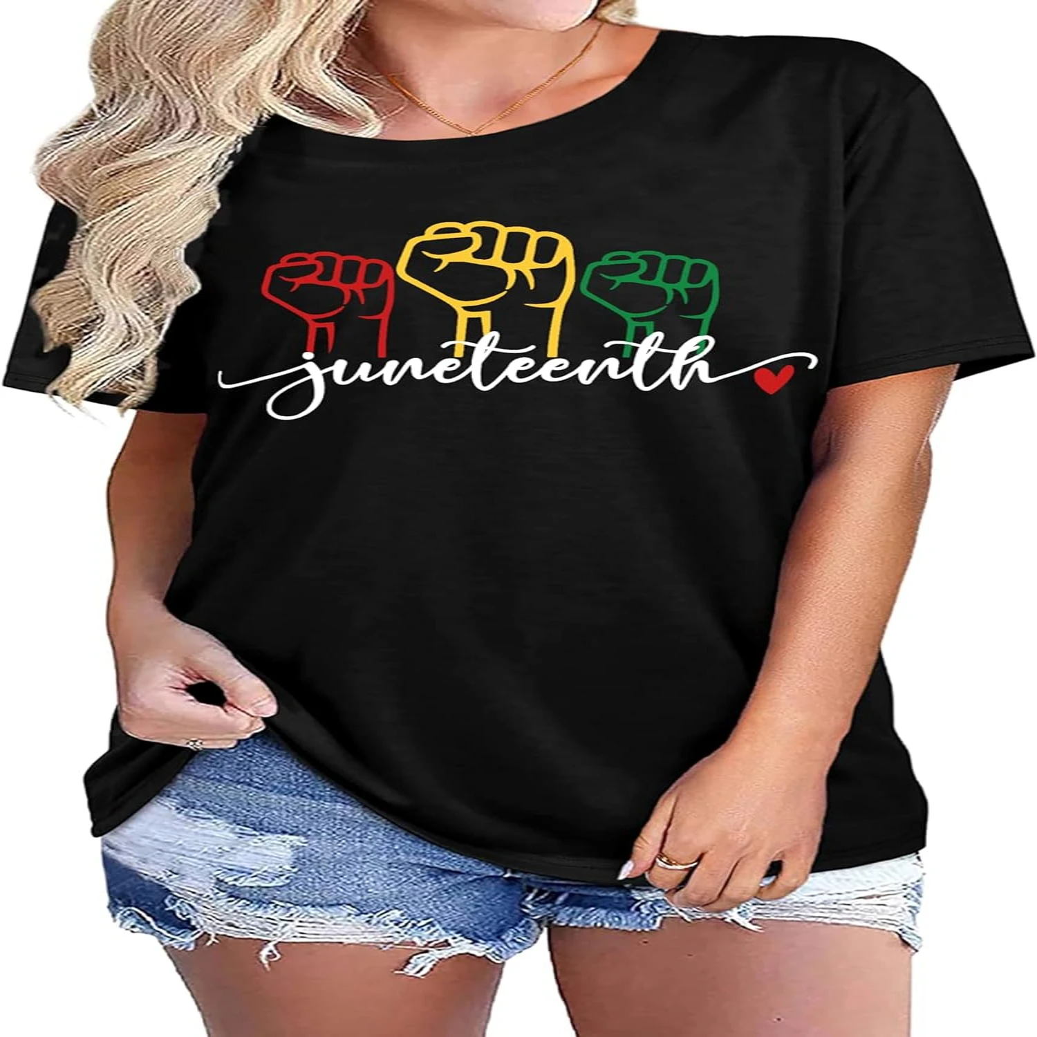 Celebrate Juneteenth with vibrant and stylish women's rainbow graphic tees - Beautifully commemorate June 19, 1865 with a casual