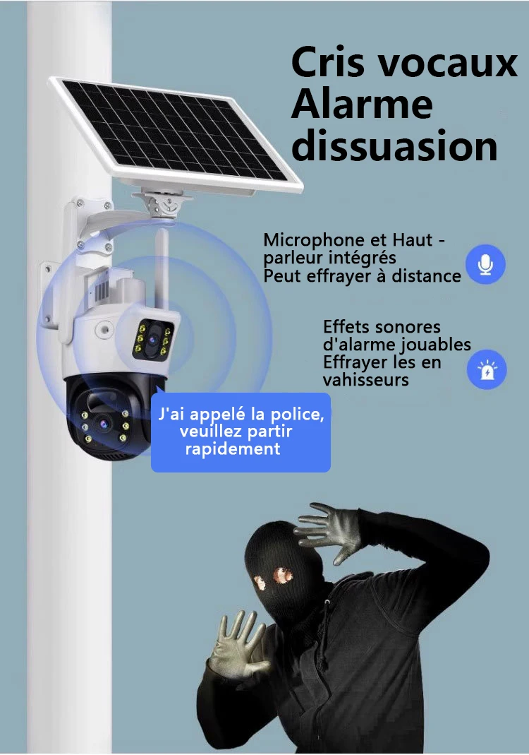 4G Sim Card Solar Camera Dual Lens Outdoor 8MP 4K Low Power Battery IP Camera PIR Night Vision V380 Pro CCTV Security Protection