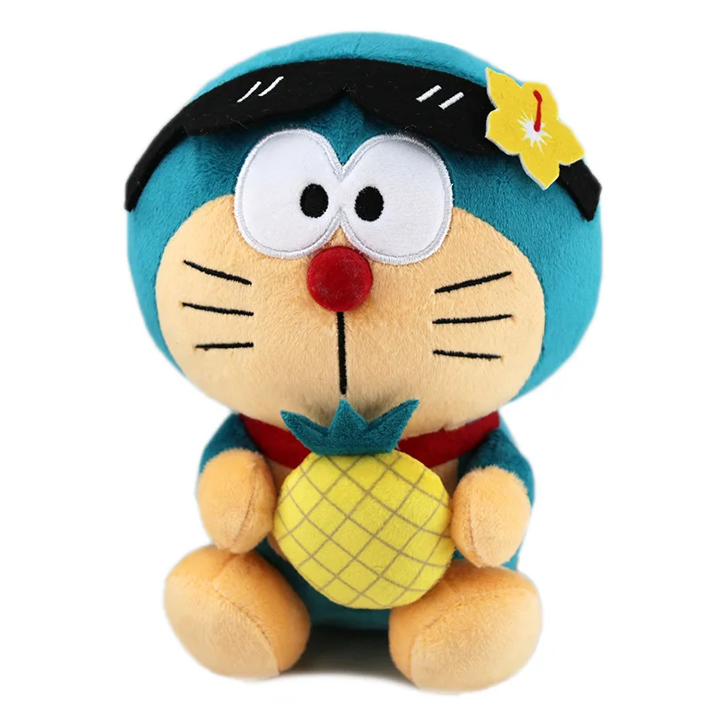 

20cm New Cute Cartoon Hawaii Limited Edition Black Skin Tag Doraemons Pineapple Plush Toy Ornament Fashionable Birthday Gift