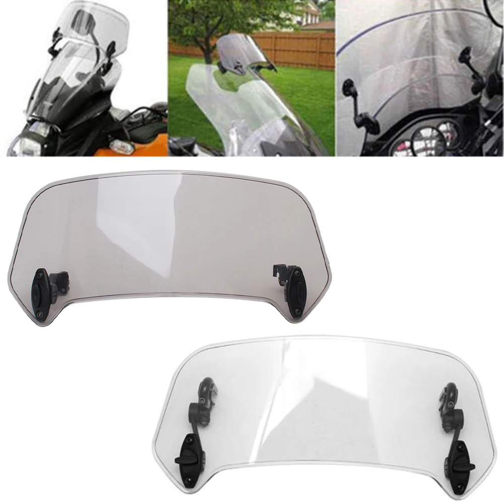 Universal Motorcycle Clip-On Windshield Extension Adjustable Spoiler Clamp-On Windscreen Deflector For Harley BMW Kawasaki