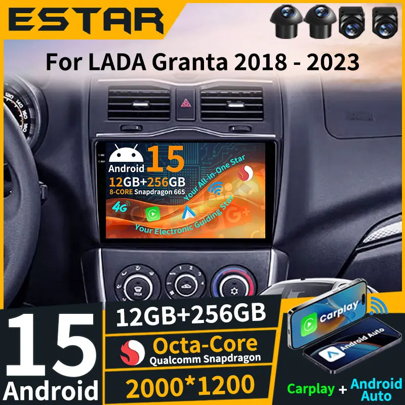 

Android 15 Wireless Carplay For LADA Granta Cross 2018 - 2023 360 Camera Audio Multimedia QLED SWC 4G LTE Video Player Stereo BT