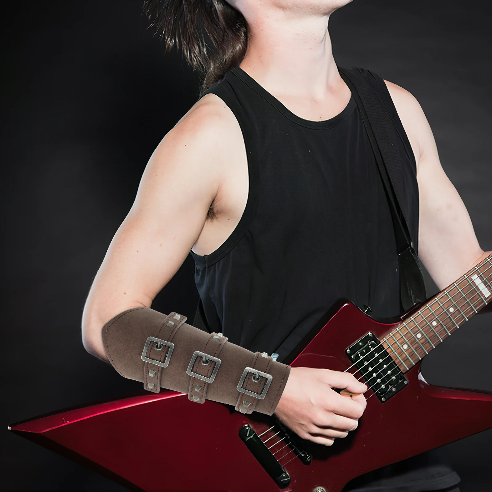 Bracciali da polso retrò Accessori da cavaliere medievale rinascimentale da uomo per uomo guardia in PU