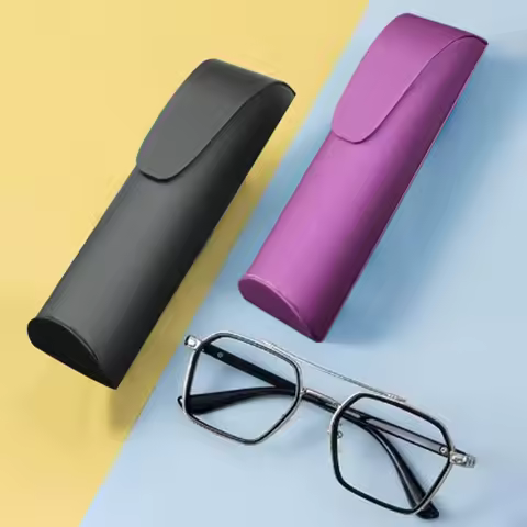 Glasses Holder PU Glasses Box Simple Solid Color Folding Reading Eyewear Case Portable Glasses Sunglasses Bag Students