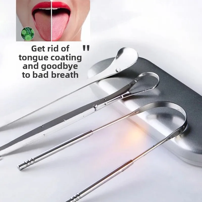 

Stainless Steel Smooth-Finish Tongue Scraper Oral Care Tongue Cleaner Adult Bad Breath Remover Brush U-Shaped Tongue Scraper