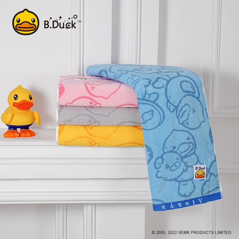 B.Duck Children cartoon bath towel oversized thickened cotton soft absorbent towel machine washable household face towel