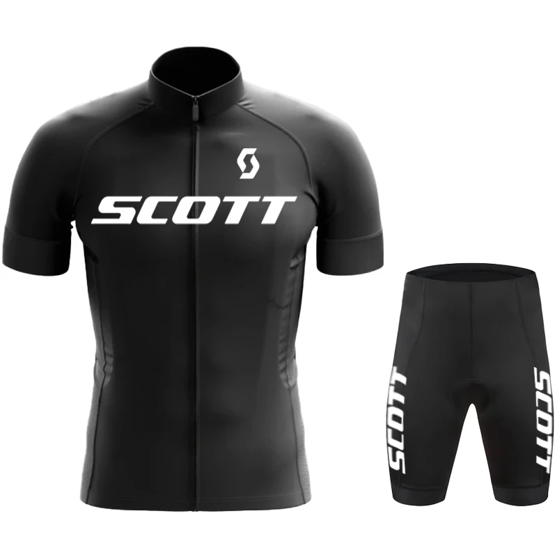 SCOTT Men\'s Sweatsuit Set Road Cycling Gear Men Clothing Long Padding Short Bib Cycling Uniform Man Mountain Bike Jerseys Jacket