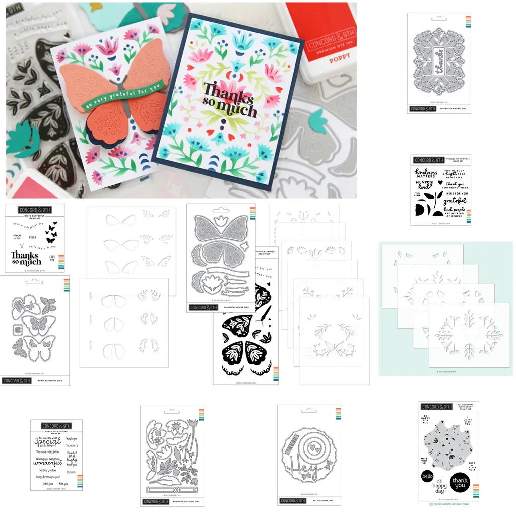 

2023 New Bunch Of Blossom Clear Stamps Metal Cutting Dies Stencil Scrapbook Diary Decoration Embossing Template DIY Make Card