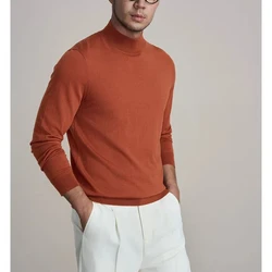 Trend Fashion Autumn Winter new Thin Sweaters Men Solid Mock Neck Smart Casual All-match Long Sleeve Slim Pullovers Knitted Tops