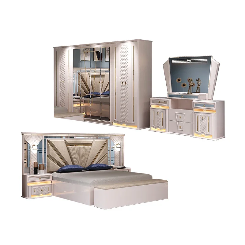 A Turkish Ensemble De Meubles De Chambre a Coucher Double Wooden King Size Bed Home MDF Modern Luxury Full Bedroom Furniture Set - view 2