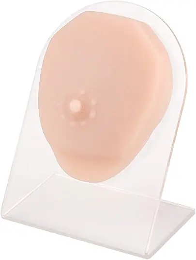 Silicone Male Nipple Module Piercing Model with Acrylic Stand Piercing Practice Body Parts Human Skin-liked for Jewelry Display
