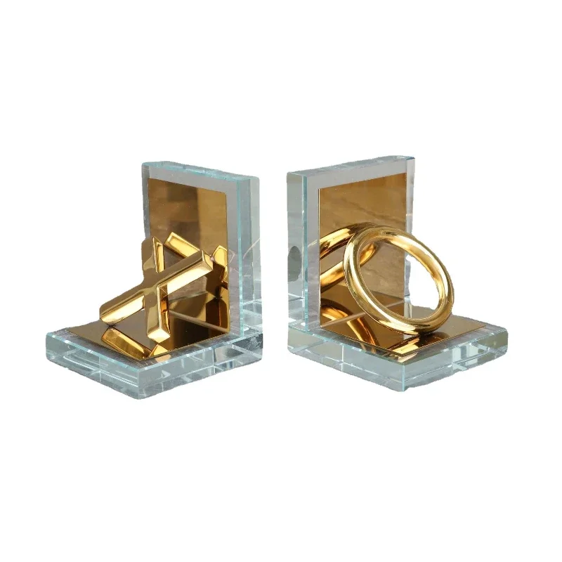 Nordic crystal metal XO bookend book stand ornament model room office TV cabinet study living room home decoration