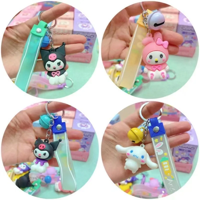 Sanrio serie Kuromi estudiante lindo dulce moda dibujos animados creativo hermoso diseño llavero bolso escolar colgante caja ciega regalo